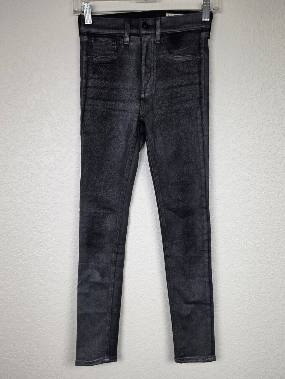 Rag & Bone $225 Dark Grey Metallic Size 24 Skinny Jeans